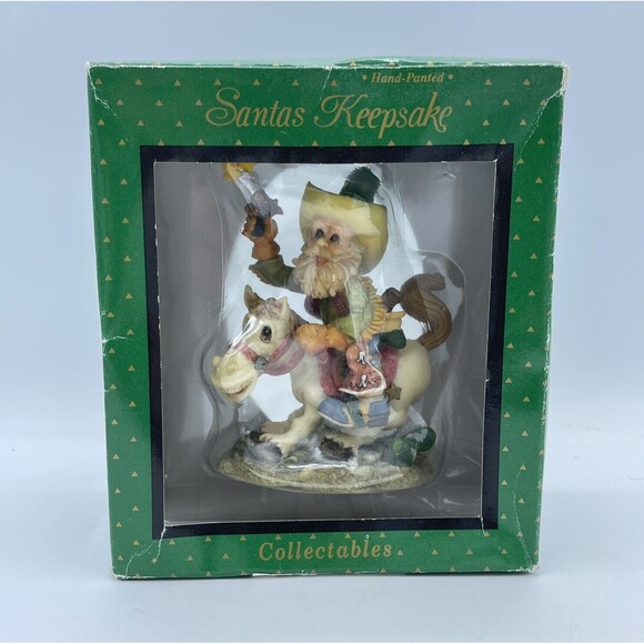 Vintage Santa's Keepsake Christmas Cowboy on a Horse Hand Painted Collectable - Picture 1 of 12